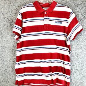 PEPE Jeans LONDON Size Large Striped Polo Embroidered Logo 90s Streetwear Hiphop